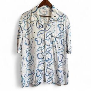 Our Legacy Box Short Sleeve Rayon Shirt Hand Painted Tiles Mens 52 Button Up